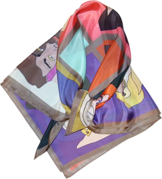 Carré de soie aux motifs picturaux