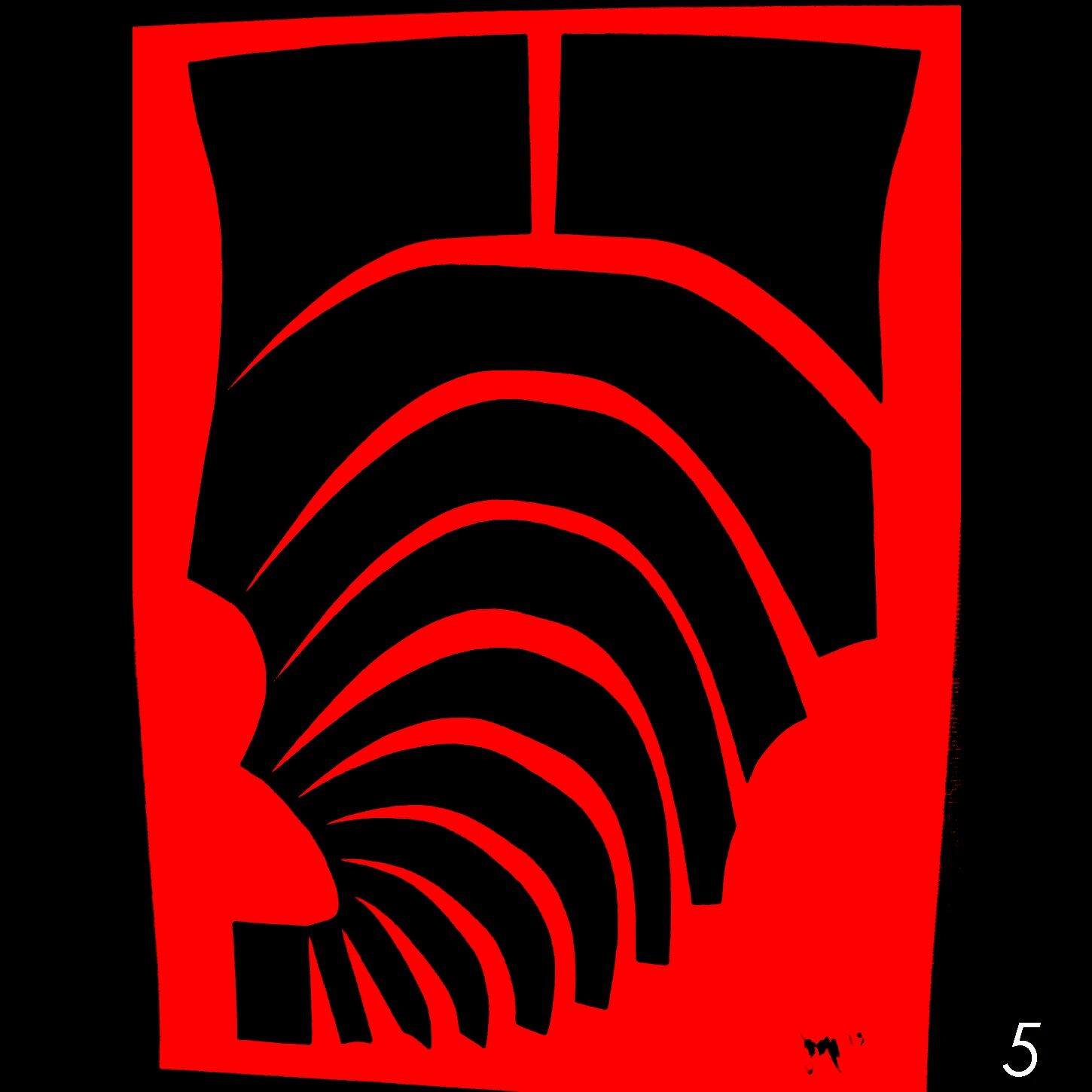 Collage rouge et noir en éventail
