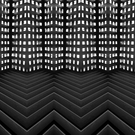 Ville en zigzag, noir et blanc