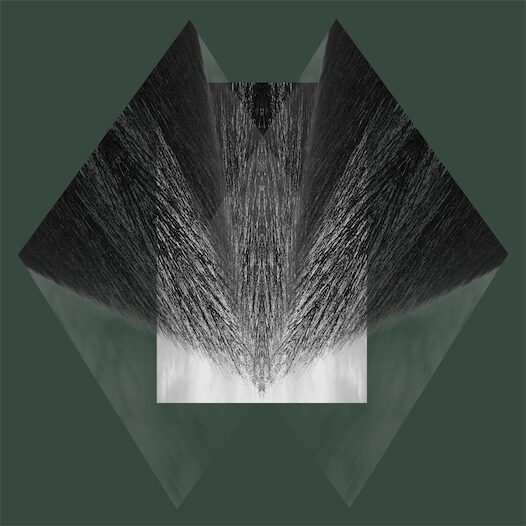 Symétrie grise sur fond vert sombre