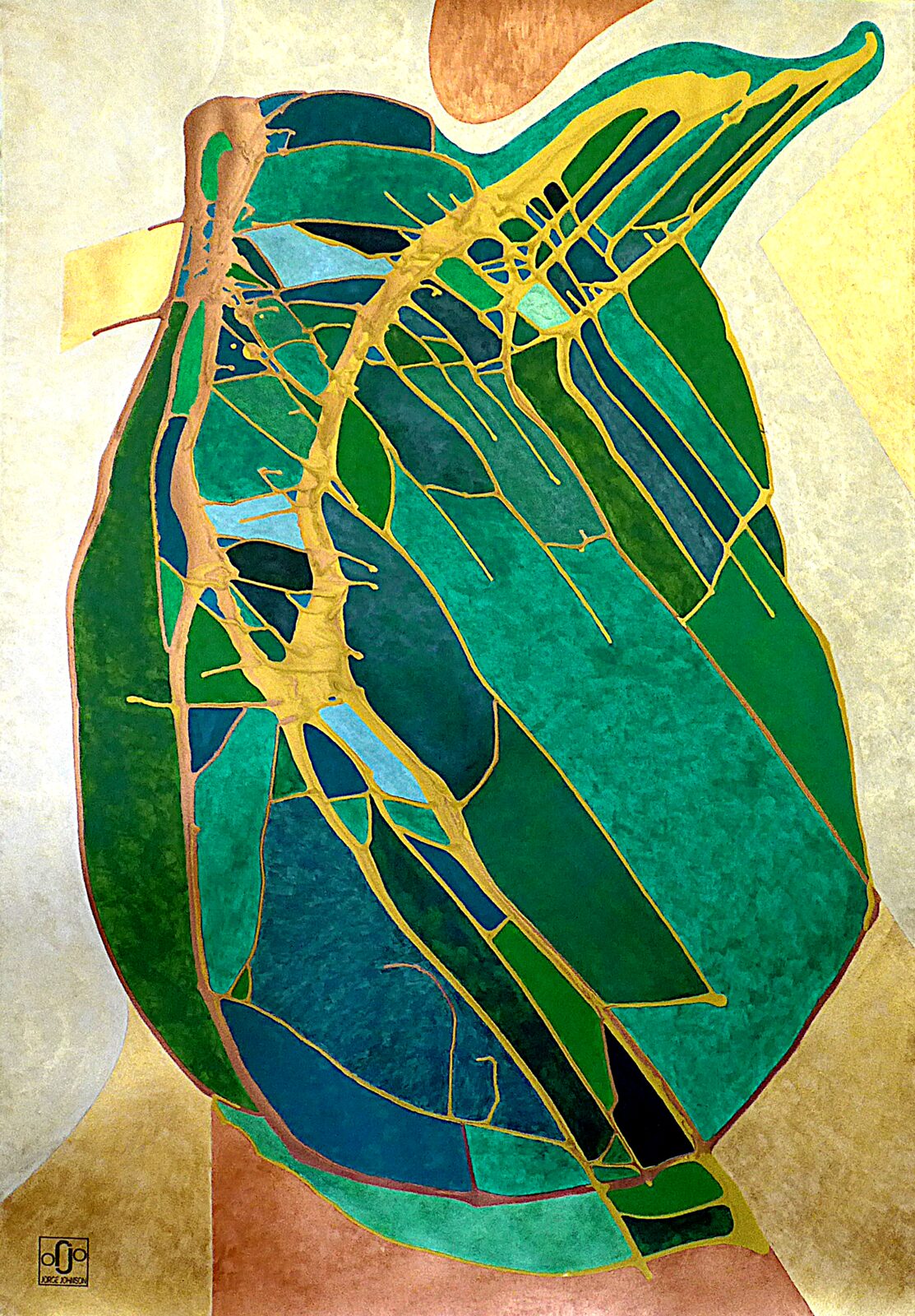 Peinture acrylique, composition aux rayures noires