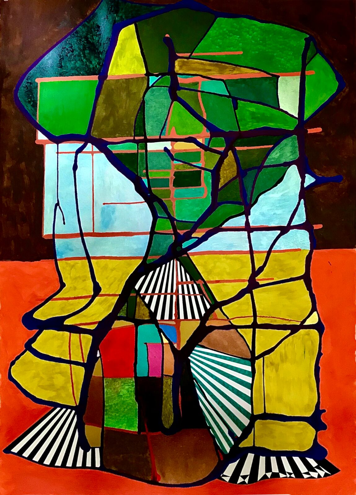 Peinture acrylique, intérieur aux couleurs vives